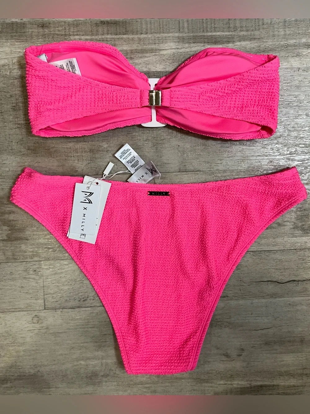 NWTs Milly Margot Solid Bandeau Bikini - Top size Medium & Bottoms size Large
